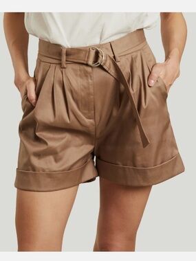 Samsoe Samsoe Women's Size S Brown Caribou Dakota Pleated Belted Shorts SZ M